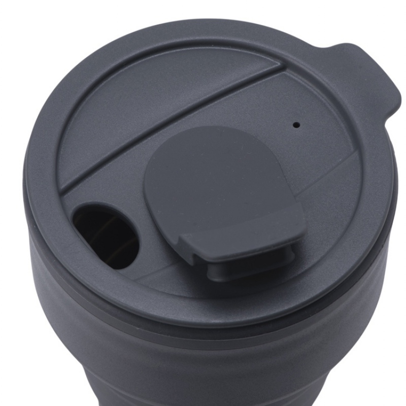 Силиконовый складной стакан «GoCup», индиго, темно-серый, бежевый. Артикул о82763