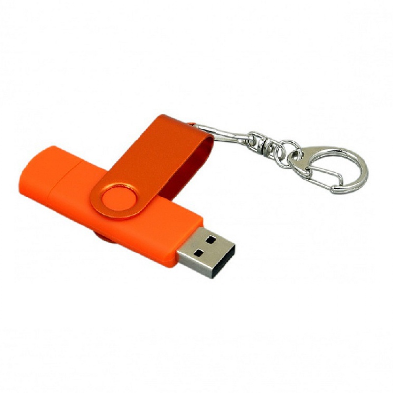 USB 2.0 - флешка на 16 Гб с поворотным механизмом и дополнительным разъемом Micro USB, 6 цветов. Артикул о7031.16