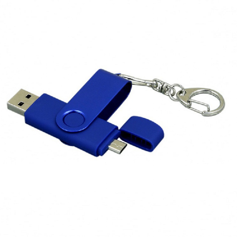 USB 2.0 - флешка на 64 Гб с поворотным механизмом и дополнительным разъемом Micro USB, 6 цветов. Артикул о7031.64