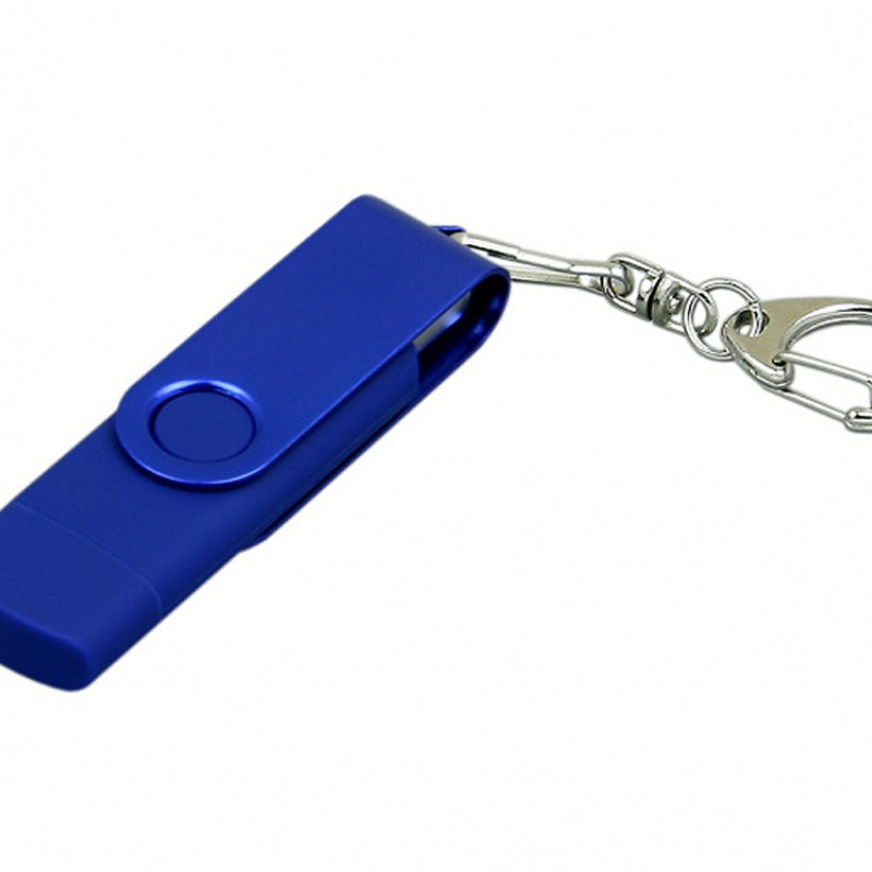 USB 2.0- флешка на 16 Гб с поворотным механизмом и дополнительным разъемом Micro USB, 6 цветов. Артикул о7031.16