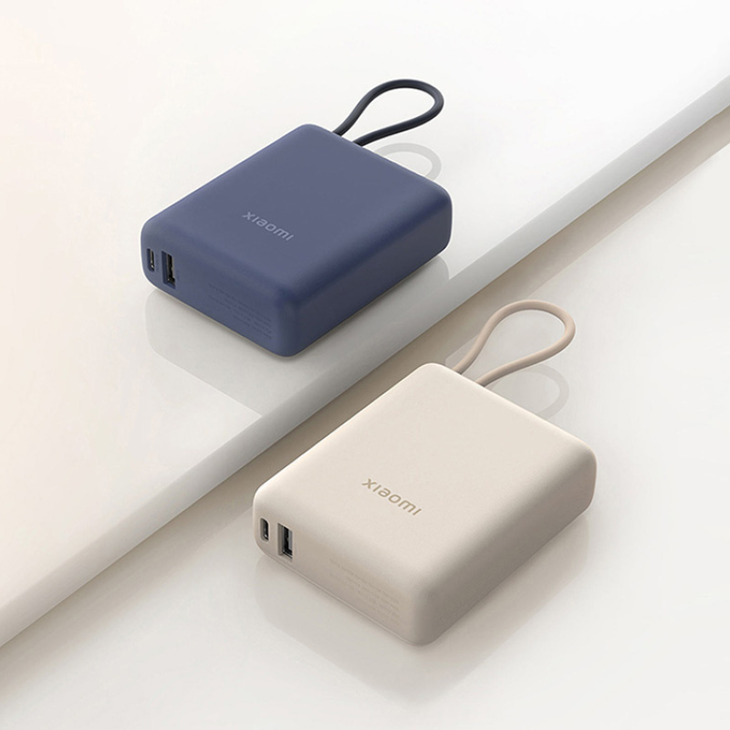 Внешний аккумулятор со встроенным кабелем Xiaomi 33W Power Bank (Integrated Cable), 10000 мАч, синий, бежевый. Артикул о59600