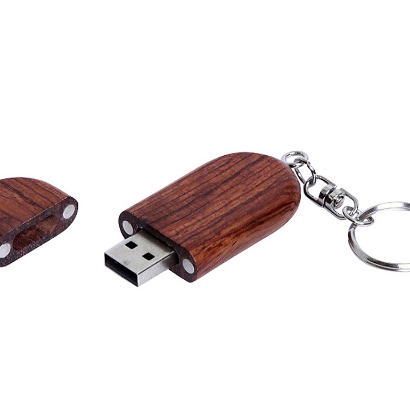 USB-флешка на 32 Гб овальной формы и колпачком с магнитом, натурально-коричневый, натурально-бежевый. Артикул о7004.32