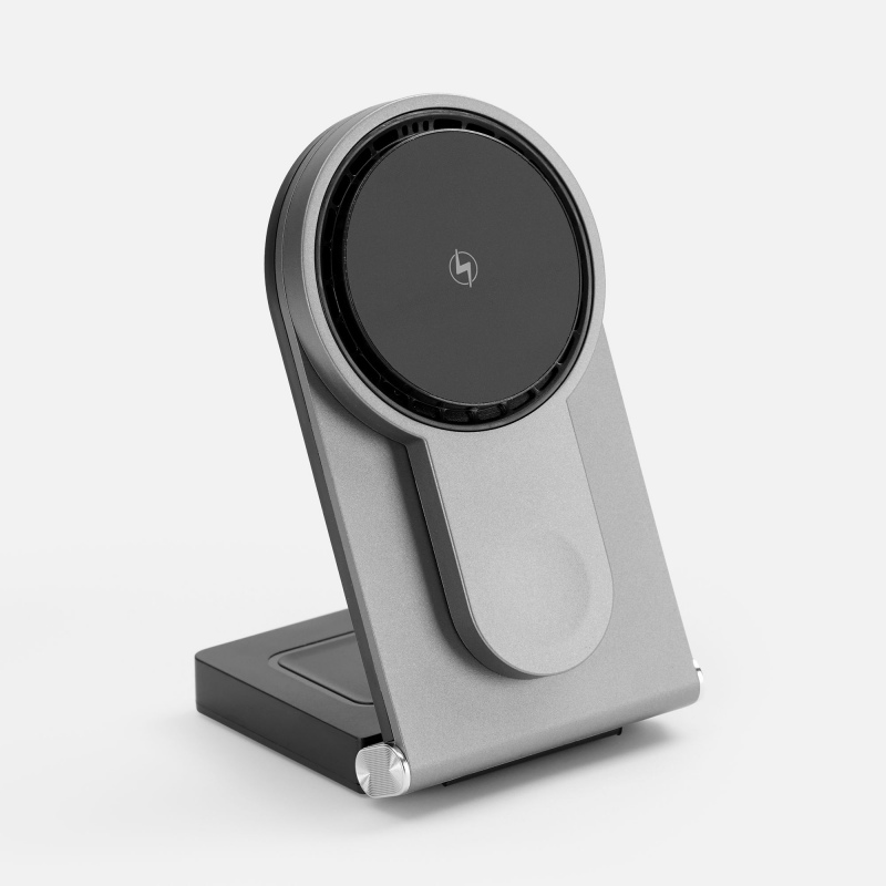 Складная станция беспроводной зарядки transForm, серый металлик. Артикул р18393.10