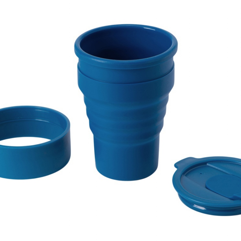 Силиконовый складной стакан «GoCup», индиго, темно-серый, бежевый. Артикул о82763