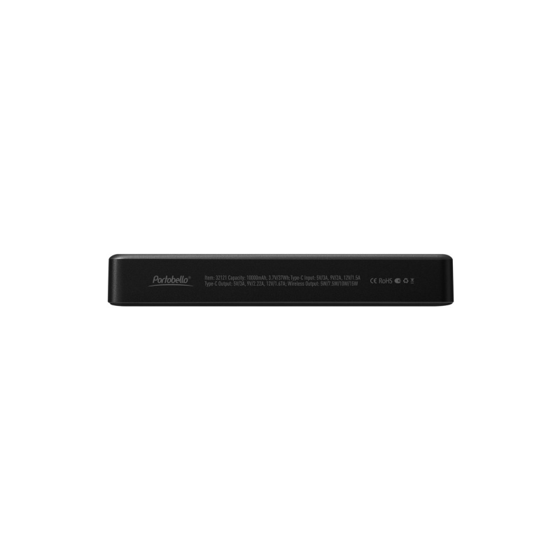 Внешний аккумулятор Atlantis PD Plus 10000mAh с функцией беспроводной зарядки 15W, серебряный, черный. Артикул е32121.010