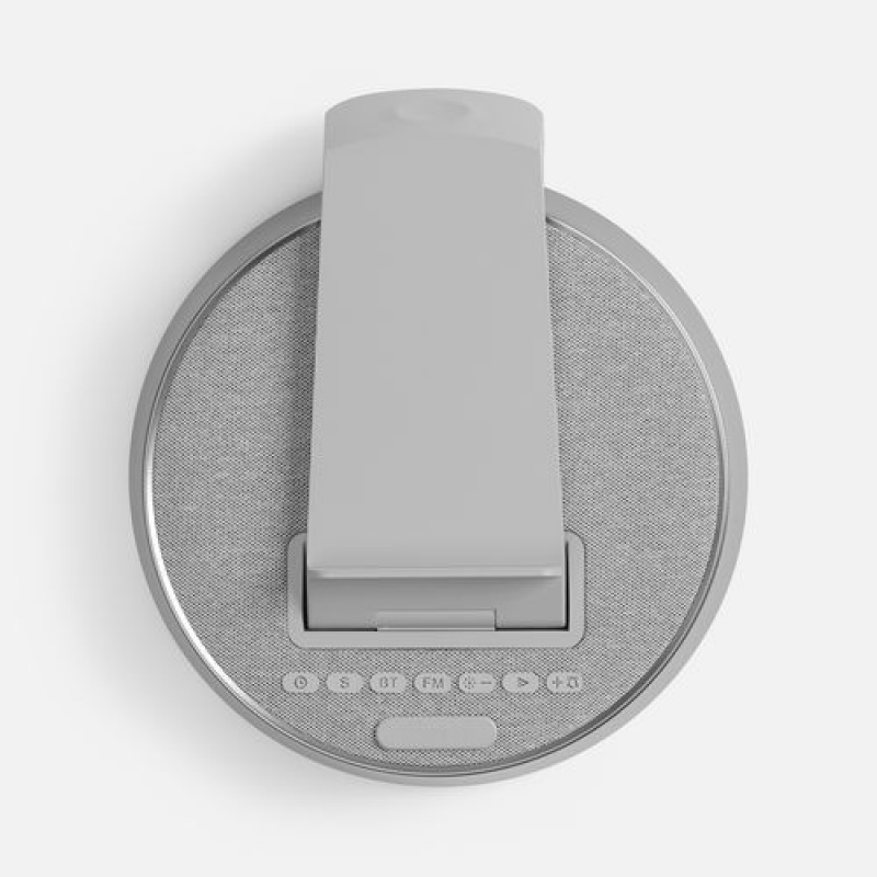 Bluetooth-колонка с беспроводной зарядкой и часами netEnergy, серая. Артикул р16847.10