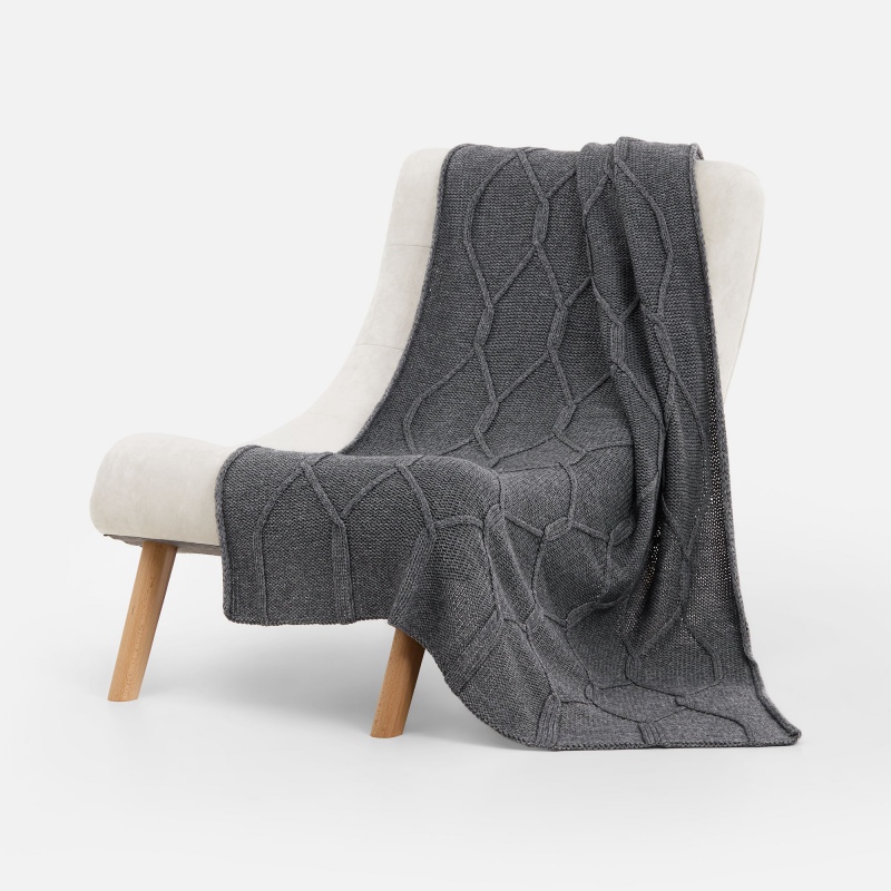 Плед Curve Verve, бежевый меланж, молочно-белый, серый меланж (маренго). Артикул р20706