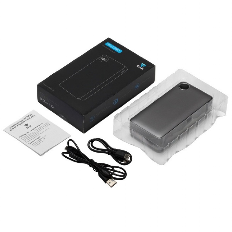 Внешний аккумулятор «Mild Pro» c быстрой зарядкой QC/PD, металлик soft-touch, 20 000 mAh, синий, серый, белый. Артикул о59124