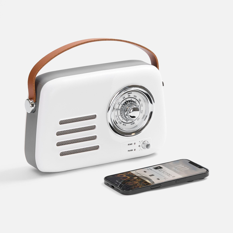 Bluetooth-колонка с радио Retronica, белая. Артикул р18751.60