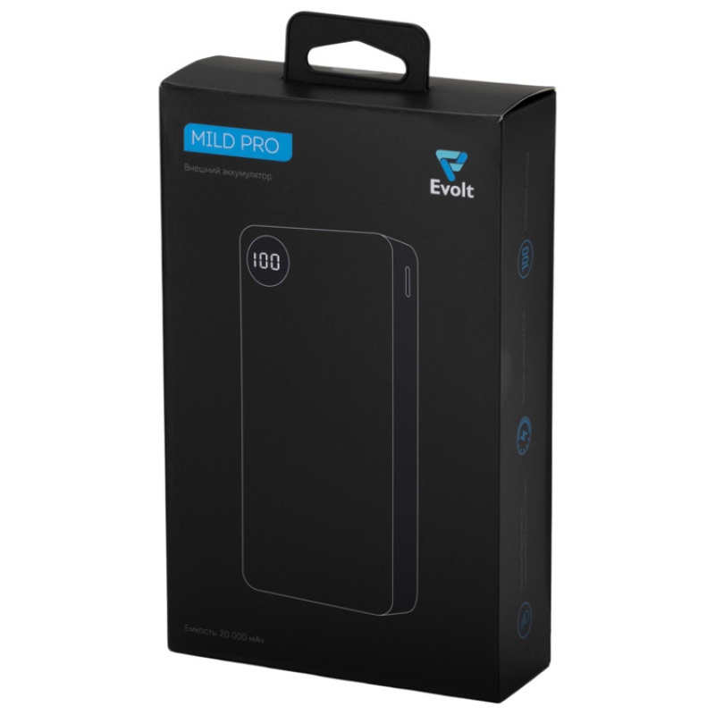 Внешний аккумулятор «Mild Pro» c быстрой зарядкой QC/PD, металлик soft-touch, 20 000 mAh, синий, серый, белый. Артикул о59124
