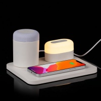 Станция беспроводной зарядки с колонкой и ночником Trilogy, белая. Артикул р16577.60