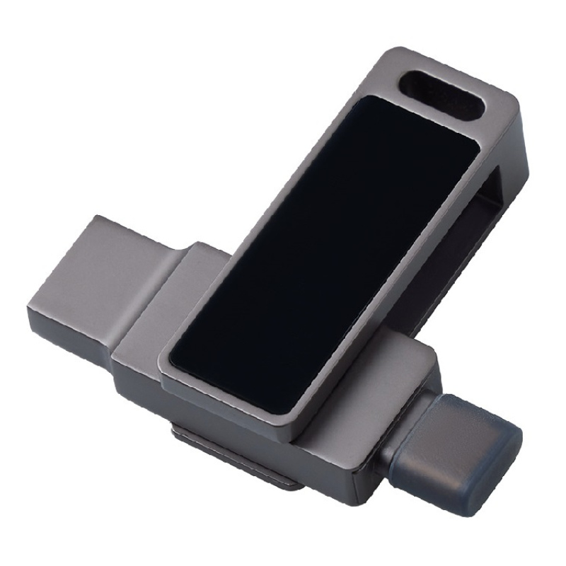 USB3.0/ Type-C флешка 2в1 на 64 ГБ «Спинлайт» с подсветкой, темно-серый. Артикул о823773