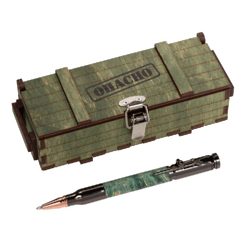 Ручка шариковая Кап клена, gun, розовое золото, подарочная коробка-зеленый, ручка - голубой, ручка - зеленый. Артикул о10100