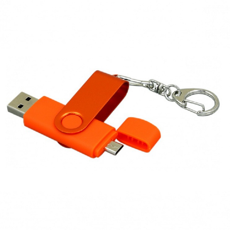 USB 2.0 - флешка на 16 Гб с поворотным механизмом и дополнительным разъемом Micro USB, 6 цветов. Артикул о7031.16