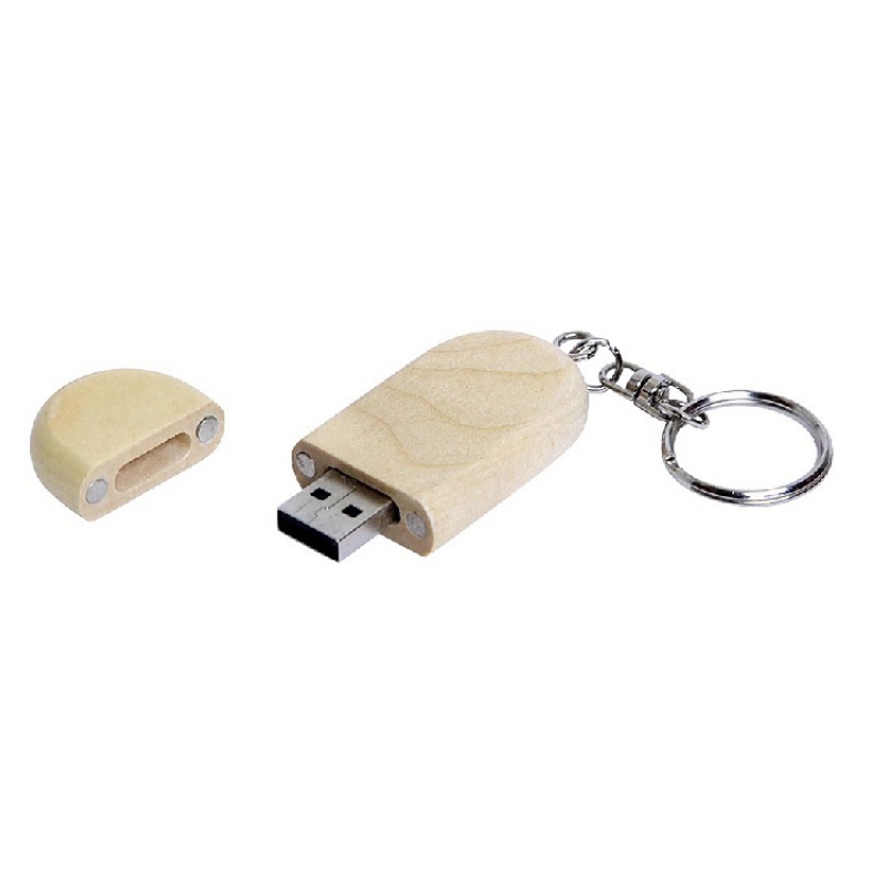 USB 2.0 - флешка на 16 Гб овальной формы и колпачком с магнитом, натурально-бежевый, натурально-коричневый. Артикул о7004.16