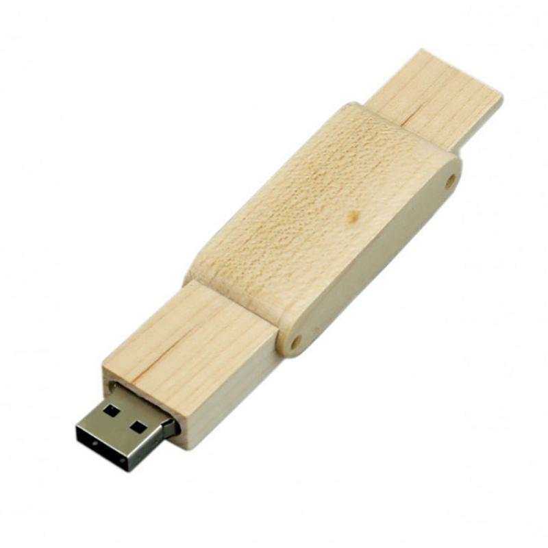 USB 2.0- флешка на 16 Гб прямоугольной формы с раскладным корпусом, коричневый, белый. Артикул о7005.16