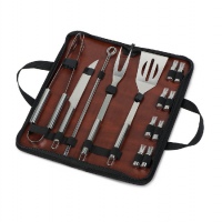 Набор для барбекю «Fabrizio», комплектующие- серебристый, чехол- черный/коричневый. Артикул о877299