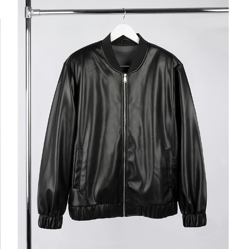 Бомбер из искусственной кожи Univer, серый, черный. Артикул р17402