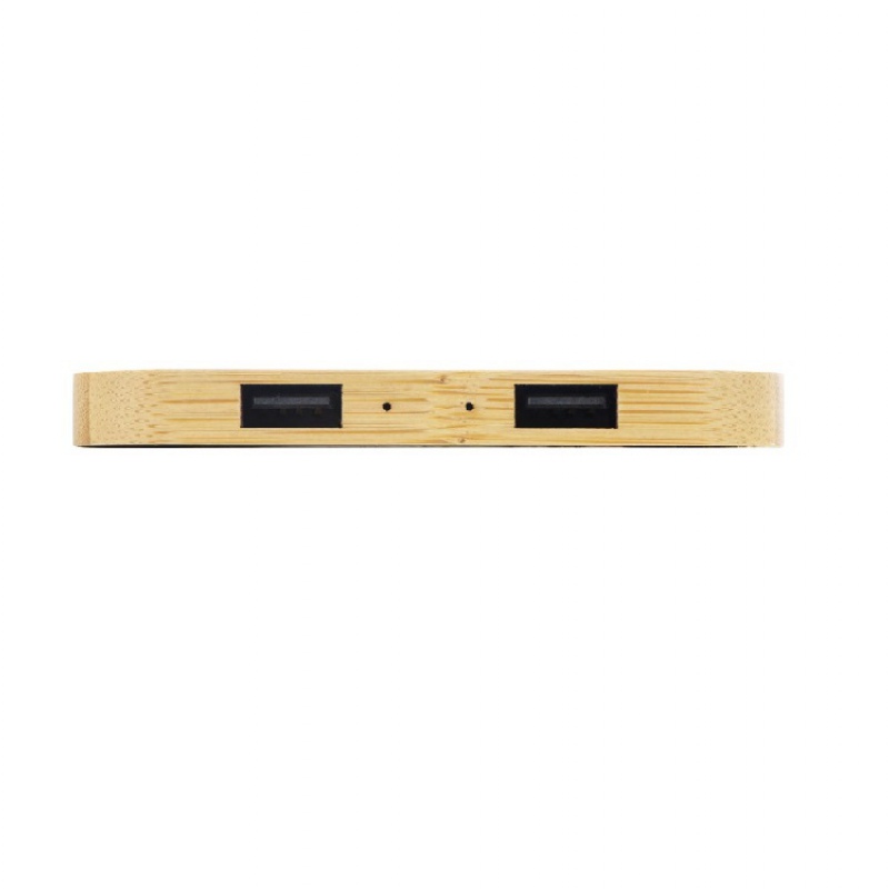 USB-хаб с беспроводной зарядкой из бамбука «Plato», 5 Вт. Артикул о591075