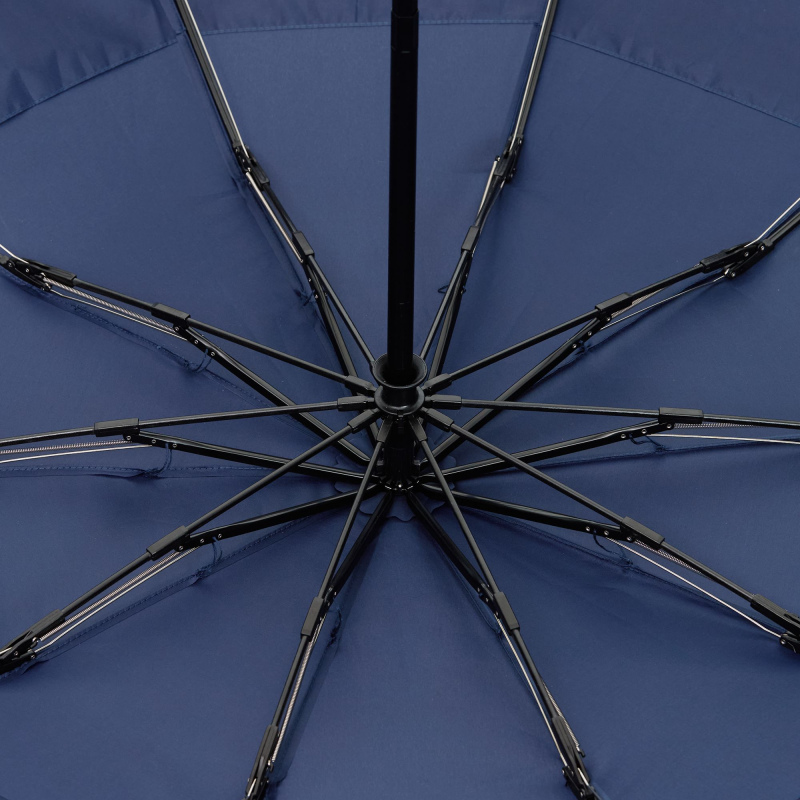 Зонт обратного сложения twoGether с двойным куполом, черный, темно-синий. Артикул р22330