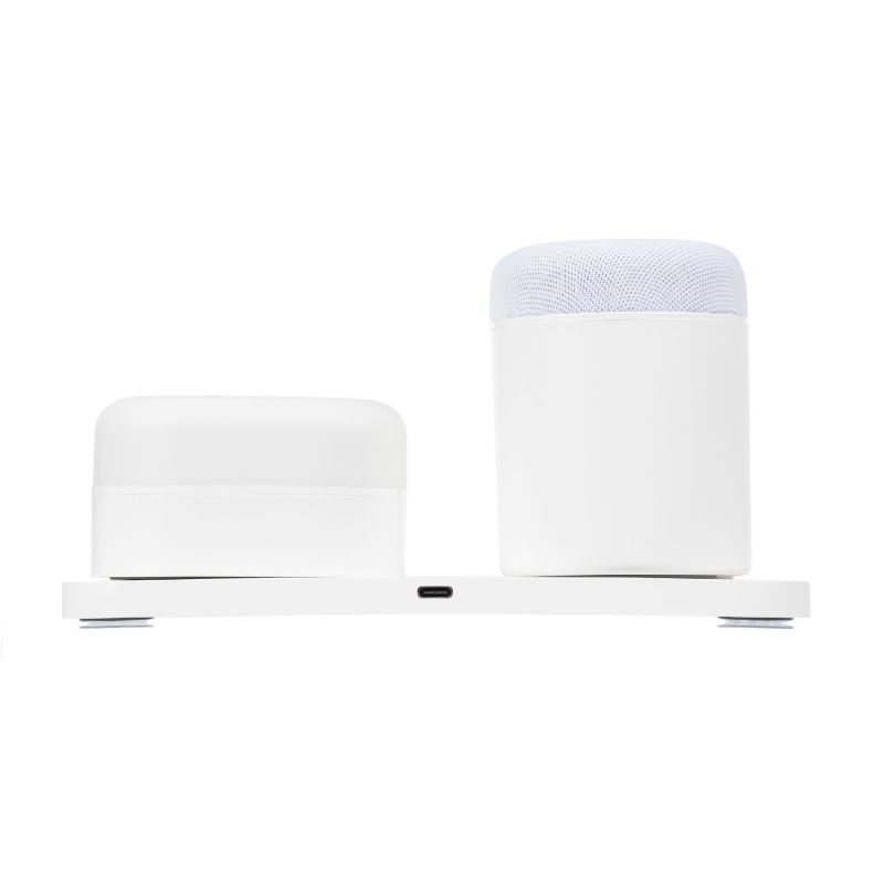 Станция беспроводной зарядки с колонкой и ночником Trilogy, белая. Артикул р16577.60