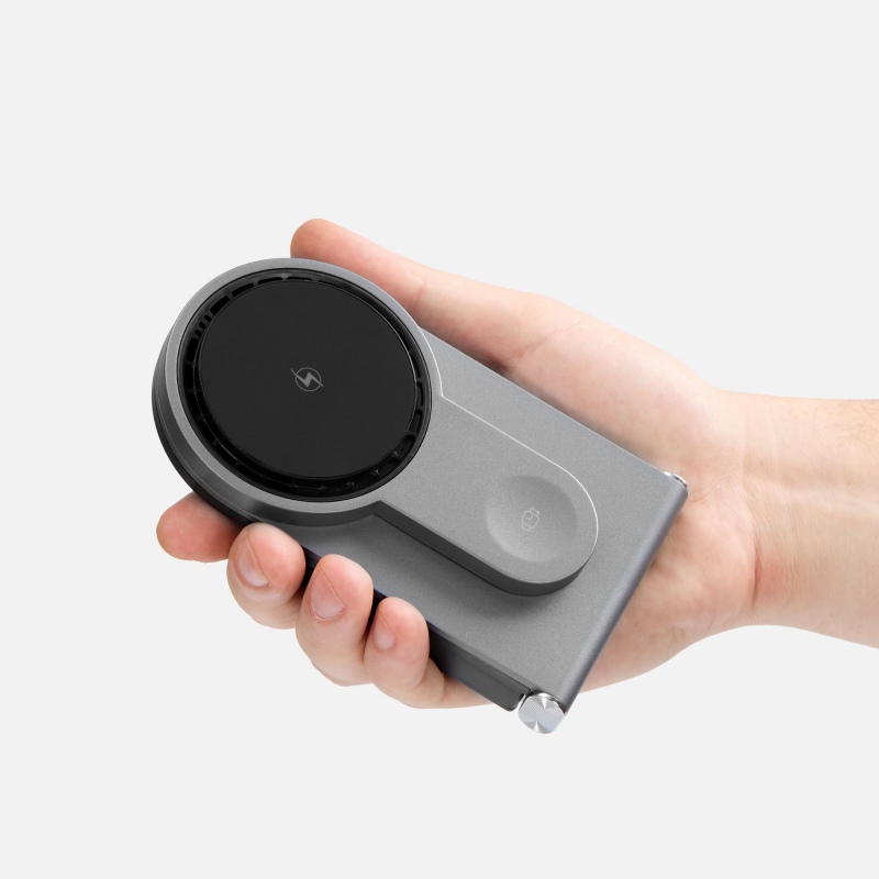 Складная станция беспроводной зарядки transForm, серый металлик. Артикул р18393.10