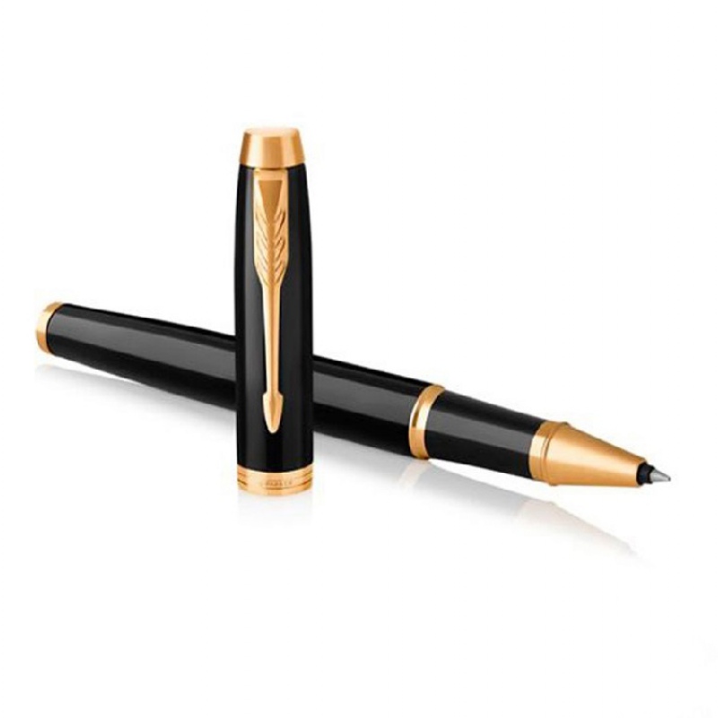 Ручка роллер Parker «IM Core Black GT», черный глянцевый/золотистый. Артикул о1931659