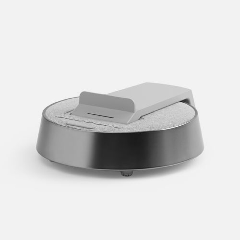 Bluetooth-колонка с беспроводной зарядкой и часами netEnergy, серая. Артикул р16847.10