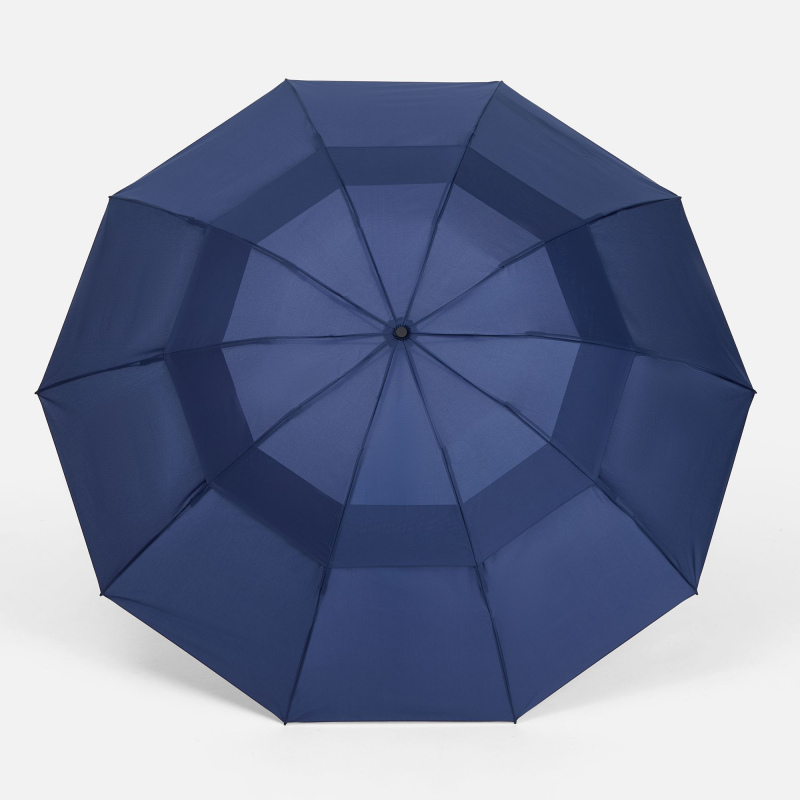 Зонт обратного сложения twoGether с двойным куполом, черный, темно-синий. Артикул р22330