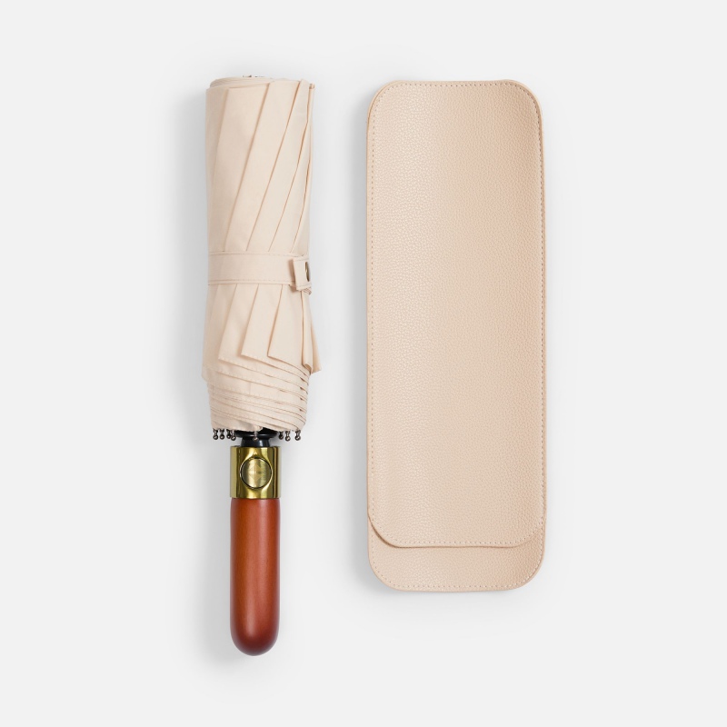 Зонт складной Cloudburst в подарочной упаковке, бежевый, темно-синий, черный. Артикул р17192