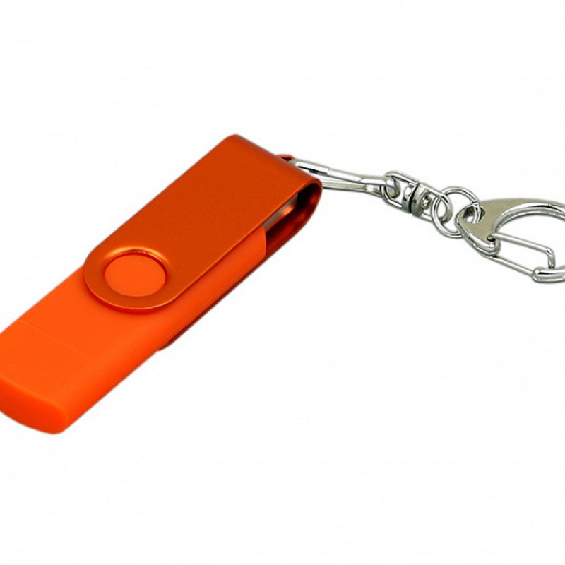 USB 2.0- флешка на 32 Гб с поворотным механизмом и дополнительным разъемом Micro USB, 6 цветов. Артикул о7031.32