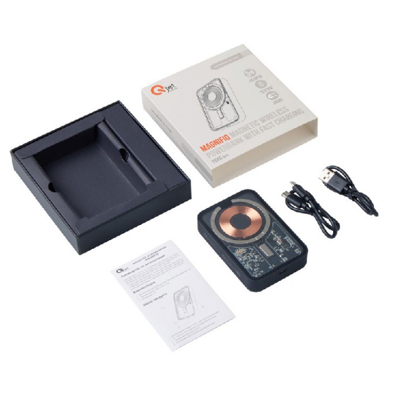 Беспроводной магнитный внешний аккумулятор с QC\PD «MagnifIQ», 10000 мАч, 15 Вт, черный, белый. Артикул о59712