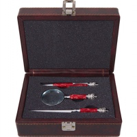 Набор «Принц Уэльский»: ручка, лупа, нож для бумаг, красный перламутр. Артикул о568409