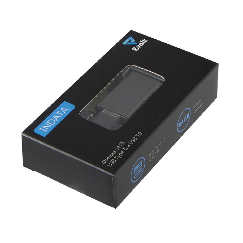 Флешка 64 ГБ USB Type-C 3.0 «Индата», темно-серый. Артикул о823772