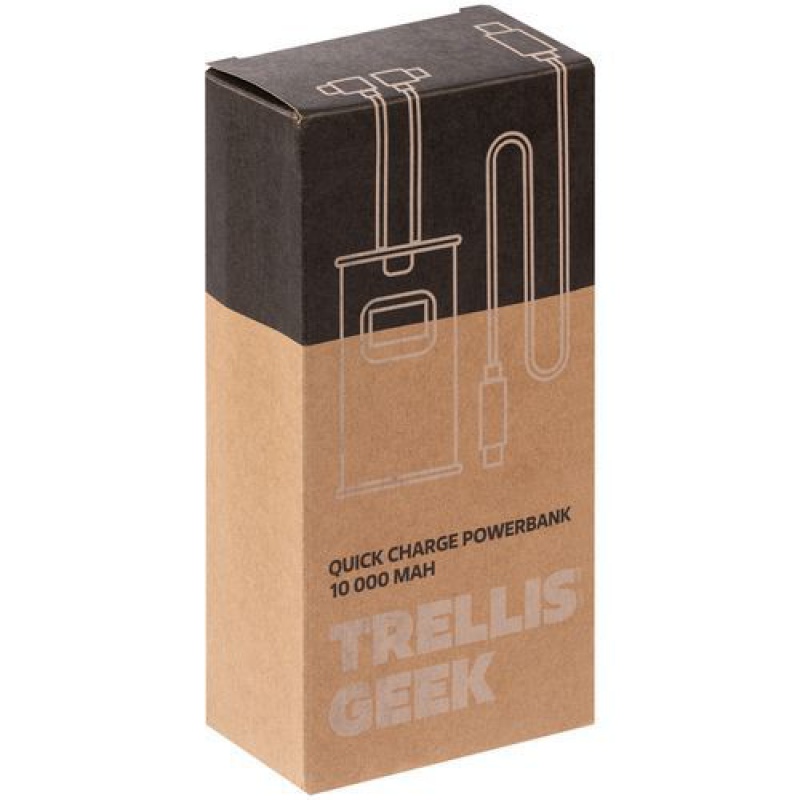 Аккумулятор c быстрой зарядкой Trellis Geek 10000 мАч, белый, темно-серый. Артикул р23108