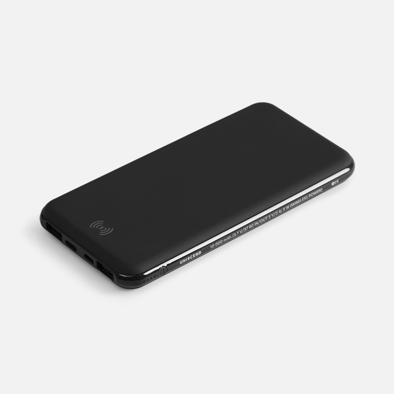 Аккумулятор с беспроводной зарядкой All Day Wireless 10000 мАч, синий, черный. Артикул р27678
