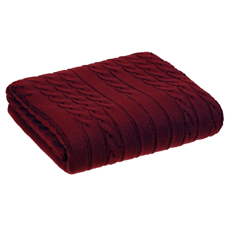 Плед Tressa, темно-красный, темно-синий (кобальт), темно-зеленый, белый (молочный). Артикул р19622