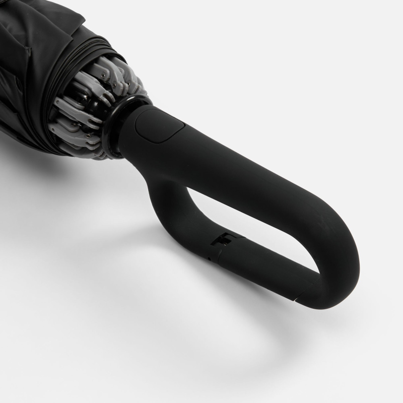 Зонт обратного сложения с ручкой-карабином Foldberry, серый, черный. Артикул р22324