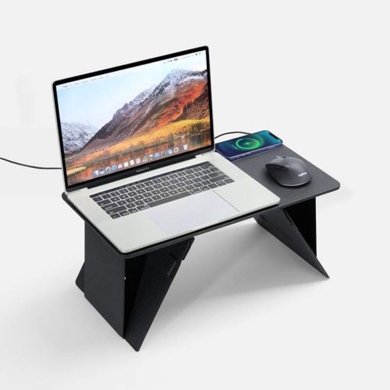 Складной стол для ноутбука с беспроводной зарядкой Kickstand Table, серый. Артикул р17486.10