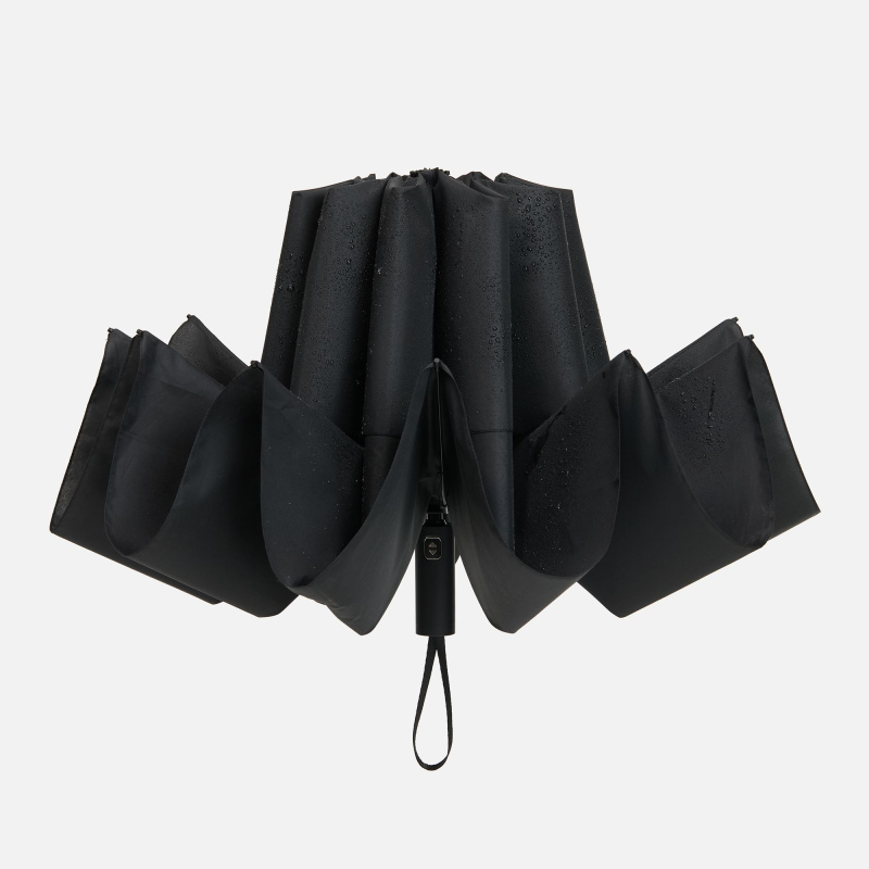 Зонт обратного сложения twoGether с двойным куполом, черный, темно-синий. Артикул р22330