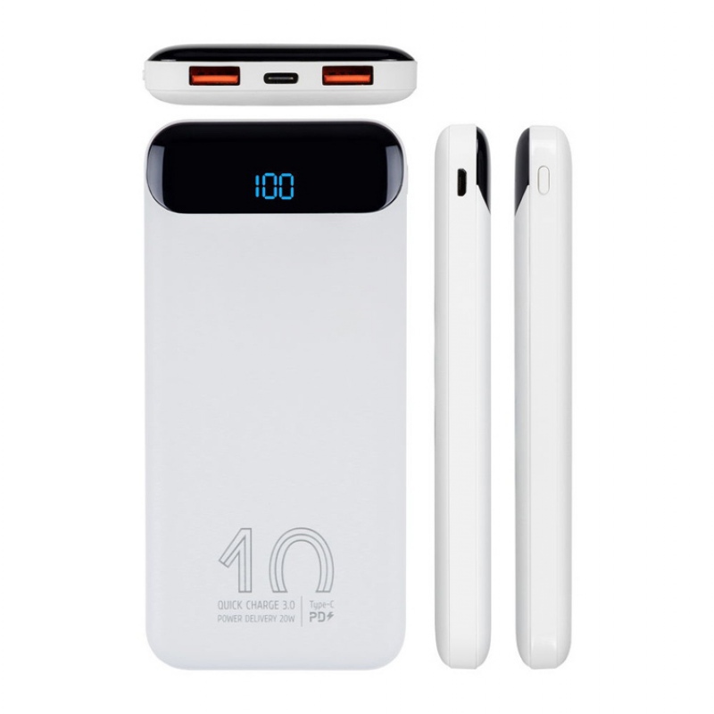 Внешний аккумулятор с дисплеем, 10000 mAh, черный, белый. Артикул о9423