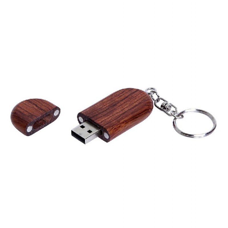 USB-флешка на 32 Гб овальной формы и колпачком с магнитом, натурально-коричневый, натурально-бежевый. Артикул о7004.32
