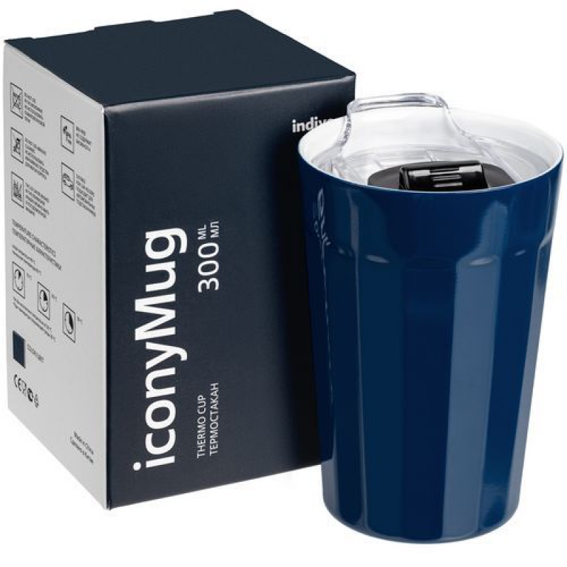 Термостакан iconyMug, темно-синий, серый, черный, белый. Артикул р7498