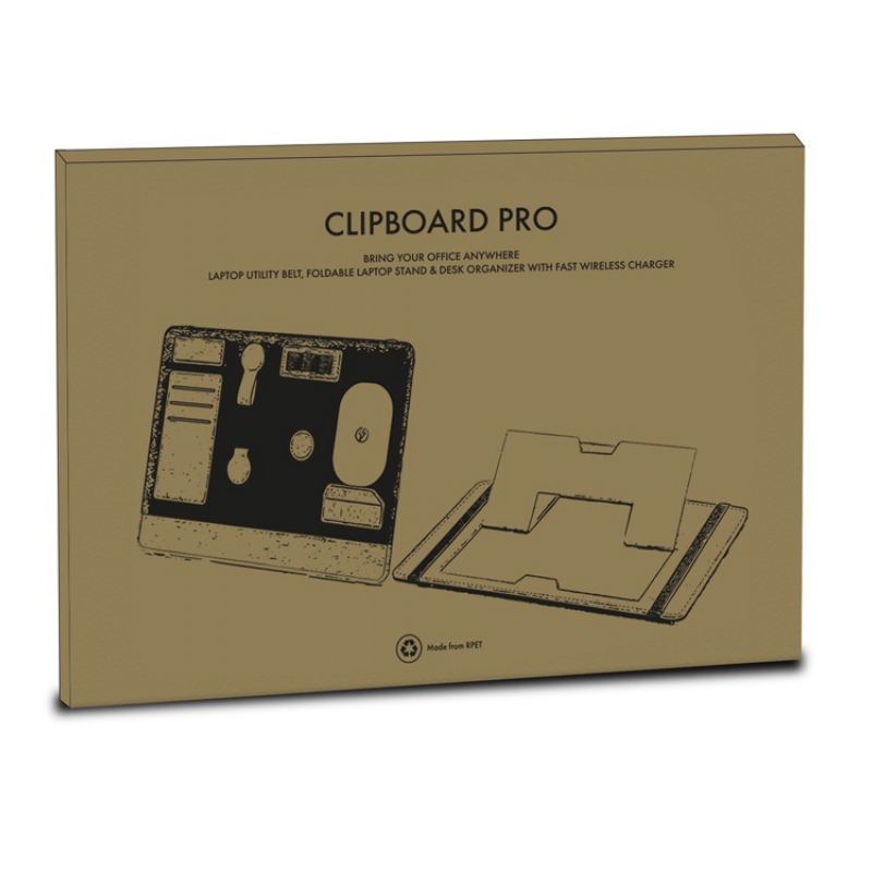 Складная подставка для ноутбука и органайзер для аксессуаров «Clipboard Pro», серый. Артикул о833121