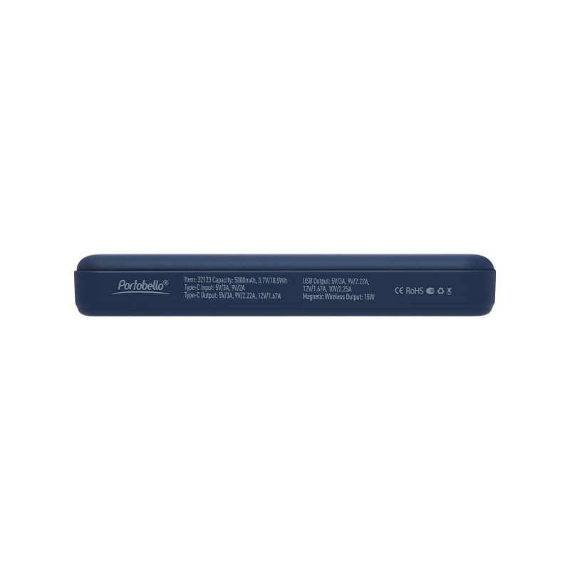 Внешний аккумулятор Ларго PD (Largo PD) 5000mAh с функцией беспроводной зарядки 15W, 7 цветов. Артикул е32123