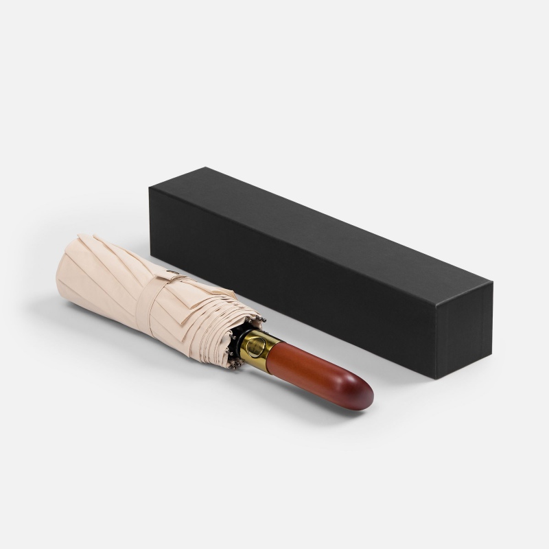 Зонт складной Cloudburst в подарочной упаковке, бежевый, темно-синий, черный. Артикул р17192