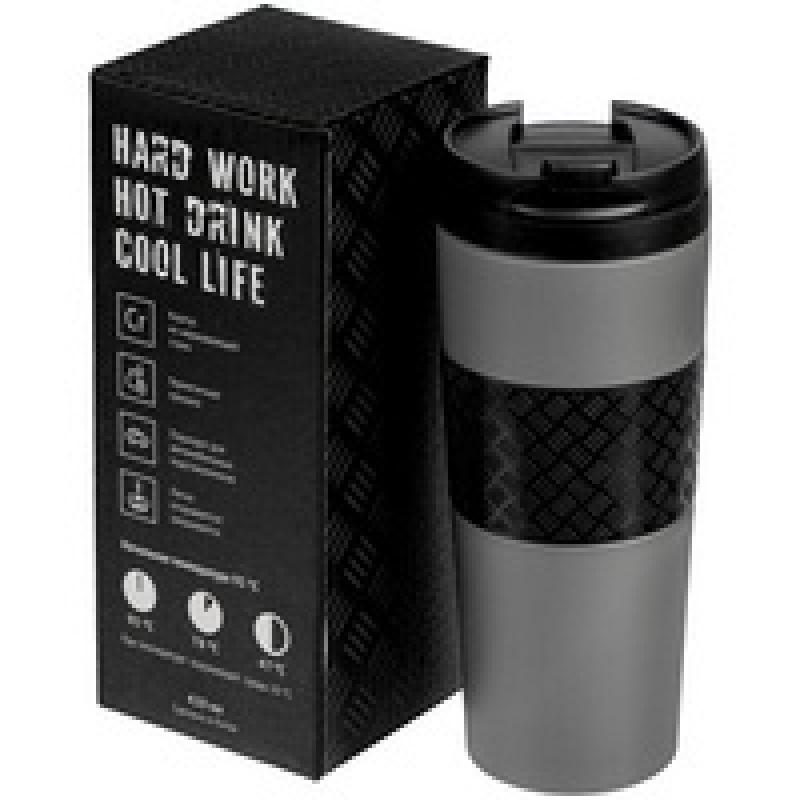 Термостакан HRDWRK Hard Work, вакуумный, серебристый, темно-серый (графит). Артикул р5393