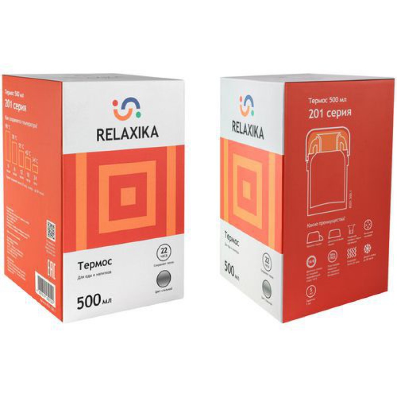 Термос для еды и напитков Relaxika 500, стальной. Артикул р13792.10