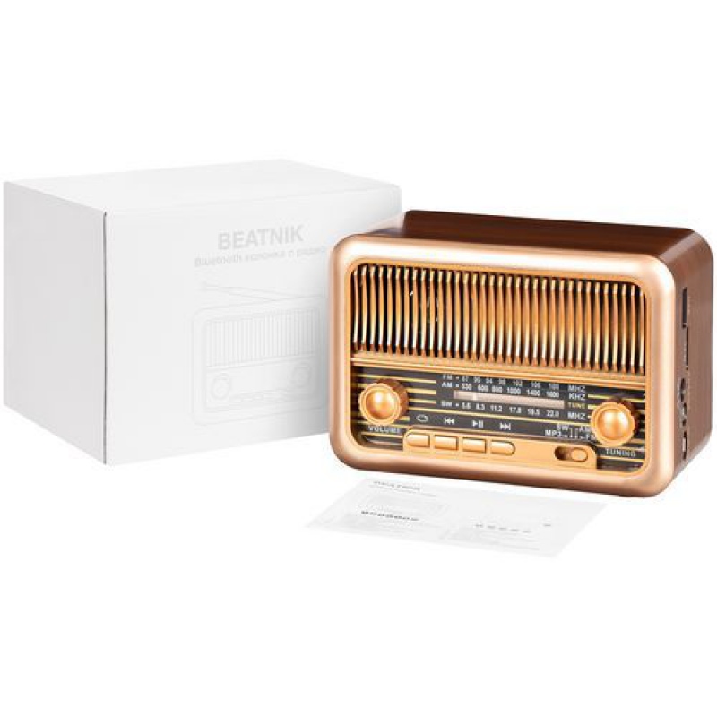 Bluetooth-колонка с радио Beatnik, коричневая. Артикул р16539.59
