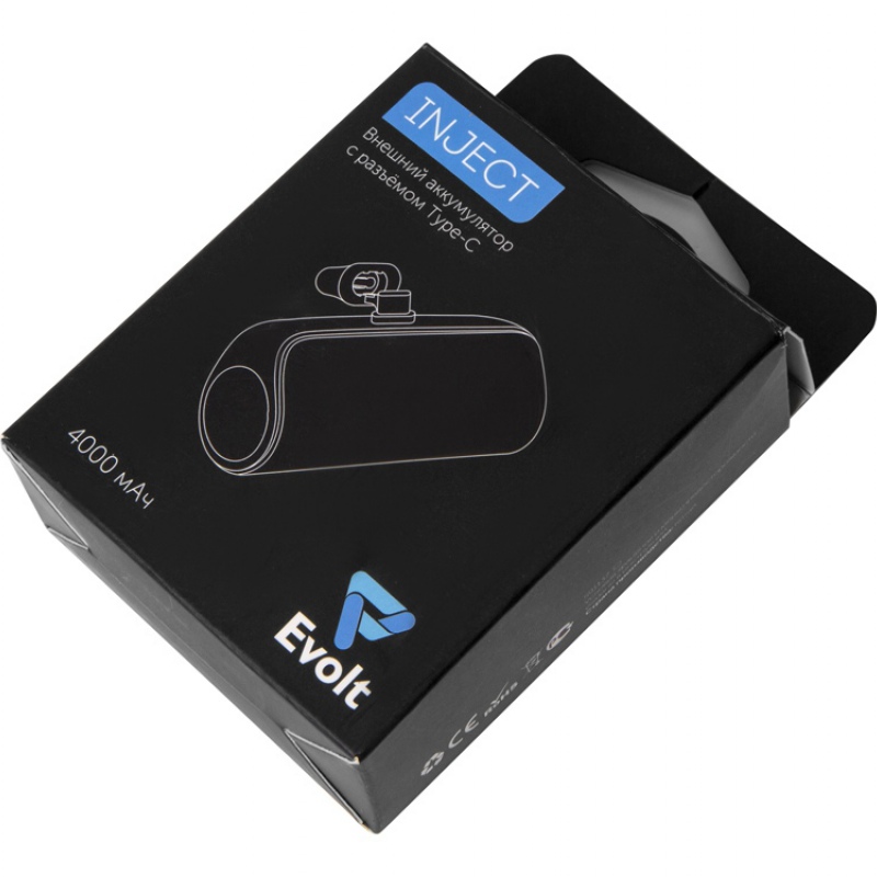 Внешний аккумулятор с разъёмом Type-C «Inject», 4000 mAh. Артикул о591137